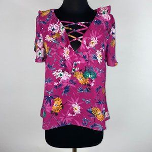 Urban Romantics S Floral Slit Sleeve Blouse